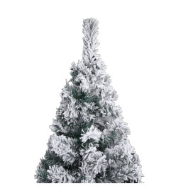 Sapin de Noël mince pré-éclairé flocon de neige vert 180 cm PVC