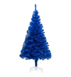 Sapin de Noël artificiel pré-éclairé et support bleu 240 cm PVC