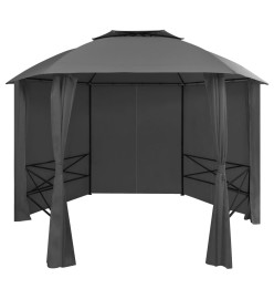 Chapiteau tente de jardin avec rideaux Hexagonal 360 x 265 cm