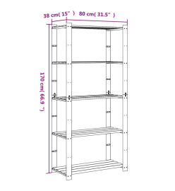 Support de rangement à 5 niveaux gris 80x38x170 cm bois de pin