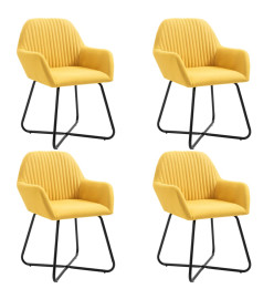 Chaises à manger lot de 4 jaune tissu