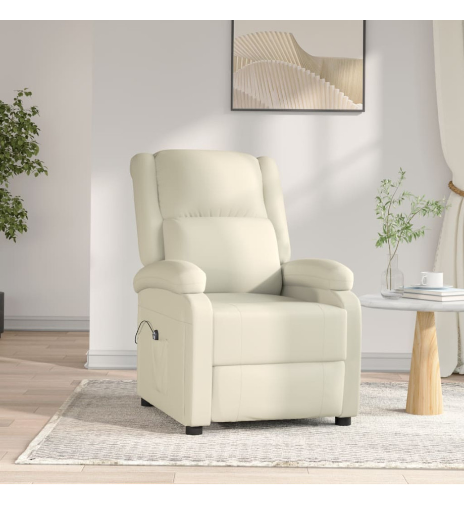 Fauteuil inclinable électrique blanc similicuir