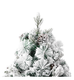 Sapin de Noël pré-éclairé avec neige floquée/cônes 195cm PVC/PE