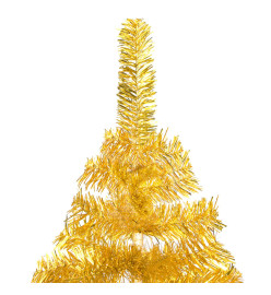 Sapin de Noël artificiel pré-éclairé et support doré 240 cm PET