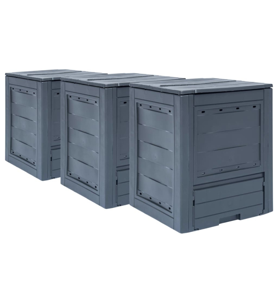 Composteurs de jardin 3 pcs Gris 60x60x73 cm 780 L Composteurs de jardin 3 pcs Gris 60x60x73 cm 780 L