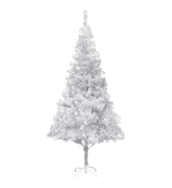 Sapin de Noël artificiel pré-éclairé/support argenté 240 cm PET