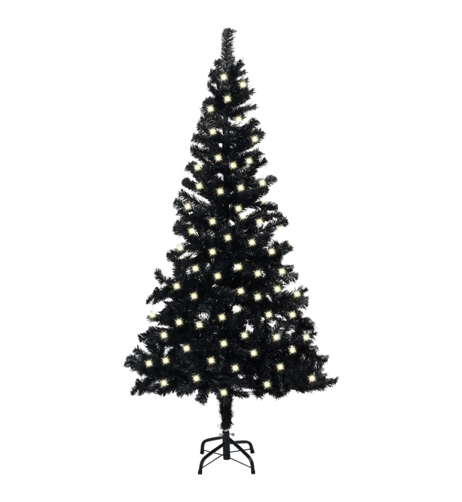 Sapin de Noël artificiel pré-éclairé et support noir 120 cm PVC