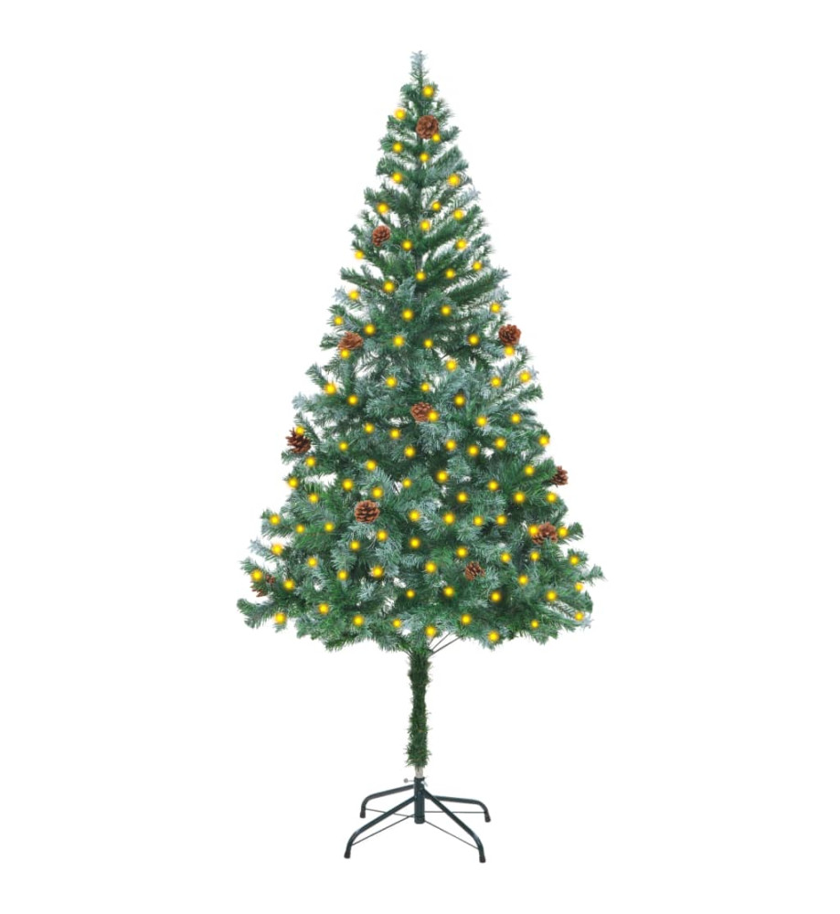 Sapin de Noël artificiel pré-éclairé et pommes de pin 180 cm