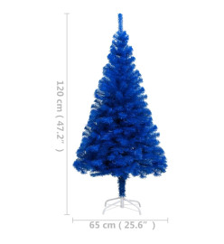 Sapin de Noël artificiel pré-éclairé et support bleu 120 cm PVC