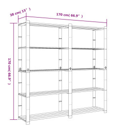 Support de rangement à 5 niveaux marron 170x38x170 cm bois pin