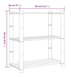 Support de rangement à 3 niveaux marron 80x38x90 cm bois de pin