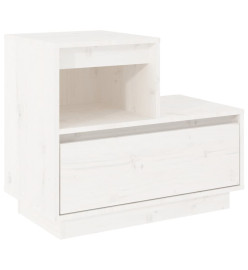 Table de chevet Blanc 60x34x51 cm Bois de pin solide