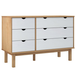 Commode OTTA Marron et blanc 111x42x73,5 cm Bois de pin massif