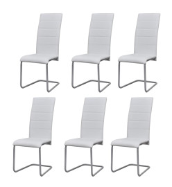 Chaises à manger cantilever lot de 6 blanc similicuir