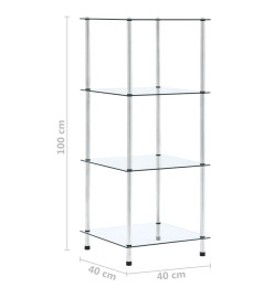 Étagère 4 niveaux Transparent 40x40x100 cm Verre trempé