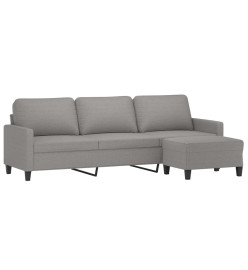 Canapé à 3 places avec repose-pieds Gris clair 210 cm Tissu