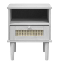 Table de chevet SENJA aspect de rotin blanc bois de pin massif