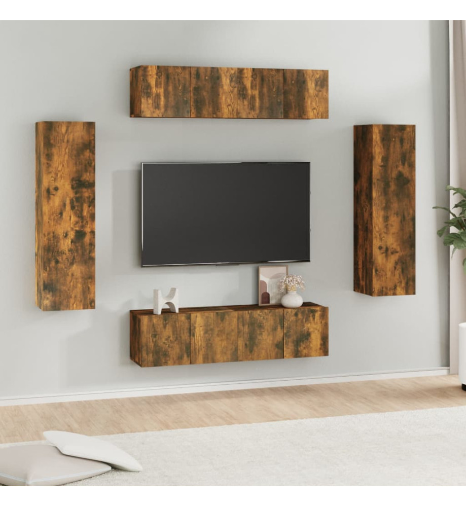 Ensemble de meubles TV 6 pcs Chêne fumé Bois d'ingénierie