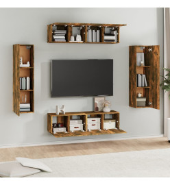 Ensemble de meubles TV 6 pcs Chêne fumé Bois d'ingénierie