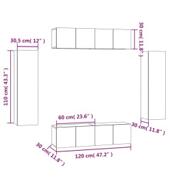 Ensemble de meubles TV 6 pcs Chêne fumé Bois d'ingénierie