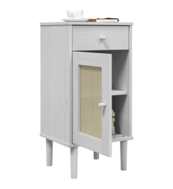Table de chevet SENJA aspect de rotin blanc bois de pin massif