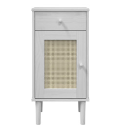 Table de chevet SENJA aspect de rotin blanc bois de pin massif