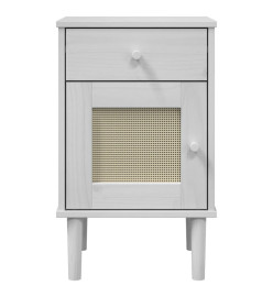 Table de chevet SENJA aspect de rotin blanc bois de pin massif