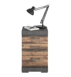 FMD Table de chevet avec 3 tiroirs gris et style ancien