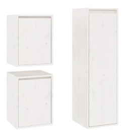 Meubles TV 3 pcs Blanc Bois massif de pin