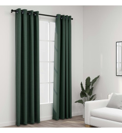 Rideaux occultants Aspect lin avec œillets 2 pcs Vert 140x225cm