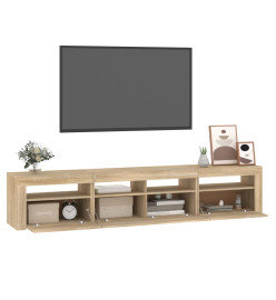 Meuble TV avec lumières LED Chêne sonoma 210x35x40 cm