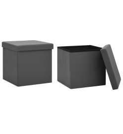 Tabourets de rangement pliables lot de 2 gris PVC