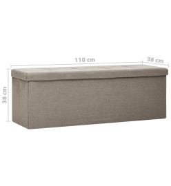 Banc de rangement pliable Taupe Faux lin