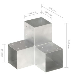 Connecteurs de poteau 4pcs Forme en Y Métal galvanisé 101x101mm