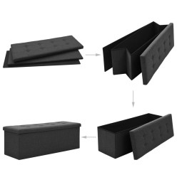 Banc de rangement pliable Noir Faux lin