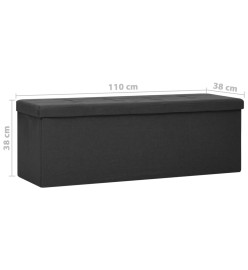 Banc de rangement pliable Noir Faux lin