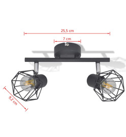 Projecteur style industriel noir avec 2 ampoules à filament LED