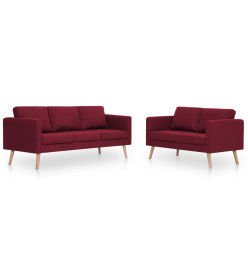 Ensemble de canapé 2 pcs Tissu Rouge bordeaux