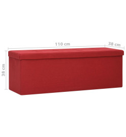 Banc de rangement pliable Rouge bordeaux Faux lin