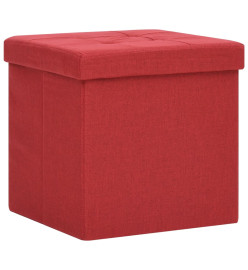 Tabouret de rangement pliable Rouge bordeaux Faux lin