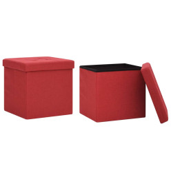 Tabourets de rangement pliables lot de 2 bordeaux Faux lin