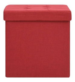 Tabourets de rangement pliables lot de 2 bordeaux Faux lin