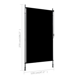 Store roulant d'extérieur 120 x 270 cm Anthracite