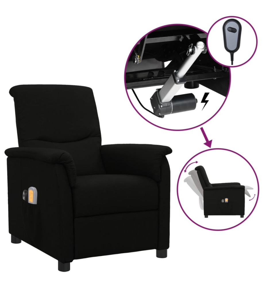 Fauteuil électrique de massage Noir Tissu