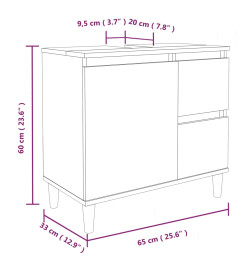 Armoire de salle de bain blanc 65x33x60 cm bois d'ingénierie