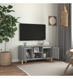 Meuble TV avec pieds en bois solide Sonoma gris 103,5x35x50 cm