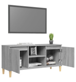 Meuble TV avec pieds en bois solide Sonoma gris 103,5x35x50 cm