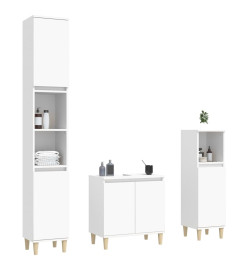 Ensemble de meubles salle de bain 3 pcs blanc bois d'ingénierie