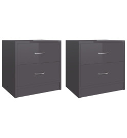 Tables de chevet 2 pcs Gris brillant 40 x 30 x 40 cm Aggloméré