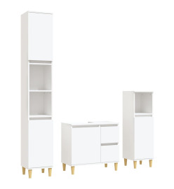 Ensemble d'armoires salle de bain 3 pcs blanc bois d'ingénierie